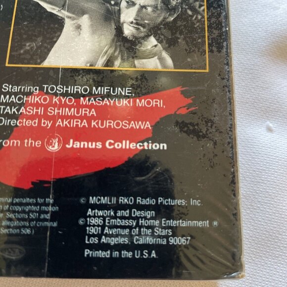 Rashomon VHS Sealed Academy Award-Winning Film Akira Kurosawa Hi-Fi Mono Janus C - Picture 14 of 14